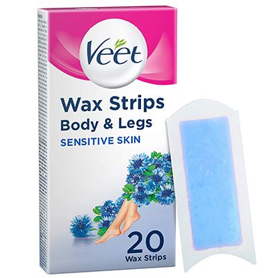 Veet Wax Strips For Legs & Body, Sensitive, 20s